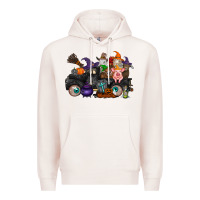 Pale Pink halloween farm animals truck Premium Hoodie - RacoonDesign