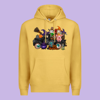 Halloween Farm Animals Truck Premium Hoodie Designed By Racoondesign