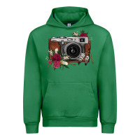 Emerald floral feather vintage camera Urban Hoodie - FaDigitalArtStudio