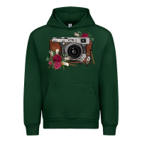 Forest Green floral feather vintage camera Urban Hoodie - FaDigitalArtStudio