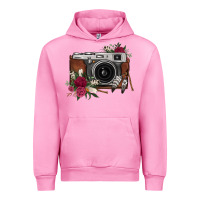Fuchsia Pink floral feather vintage camera Urban Hoodie - FaDigitalArtStudio