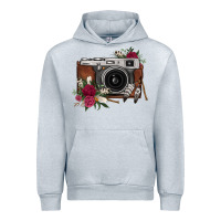 Heather Grey floral feather vintage camera Urban Hoodie - FaDigitalArtStudio