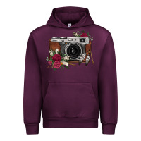 Mauve Wine floral feather vintage camera Urban Hoodie - FaDigitalArtStudio