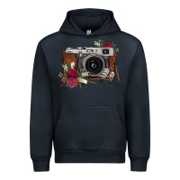 Navy floral feather vintage camera Urban Hoodie - FaDigitalArtStudio