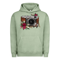 Pigment Oil Green floral feather vintage camera Urban Hoodie - FaDigitalArtStudio