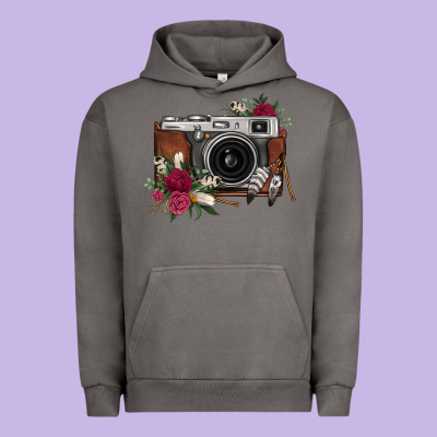 Floral Feather Vintage Camera Urban Hoodie Designed By Fadigitalartstudio