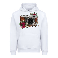White floral feather vintage camera Urban Hoodie - FaDigitalArtStudio