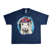 Navy Sunflower Sheep With Background Urban Heavy Tee - RanaPortraitStore