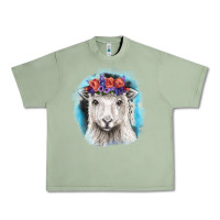 Oil Green Sunflower Sheep With Background Urban Heavy Tee - RanaPortraitStore