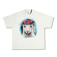 Pistachio Sunflower Sheep With Background Urban Heavy Tee - RanaPortraitStore