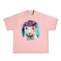 Salmon Sunflower Sheep With Background Urban Heavy Tee - RanaPortraitStore