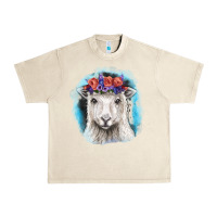 Sandshell Sunflower Sheep With Background Urban Heavy Tee - RanaPortraitStore
