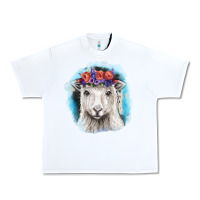 White Sunflower Sheep With Background Urban Heavy Tee - RanaPortraitStore