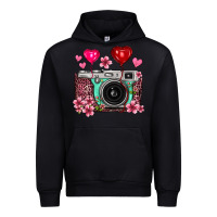 Black floral heart pink leopard vintage camera Urban Hoodie - FaDigitalArtStudio