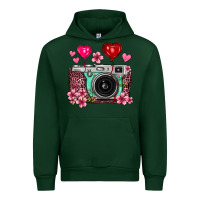 Forest Green floral heart pink leopard vintage camera Urban Hoodie - FaDigitalArtStudio