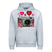 Heather Grey floral heart pink leopard vintage camera Urban Hoodie - FaDigitalArtStudio