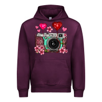 Mauve Wine floral heart pink leopard vintage camera Urban Hoodie - FaDigitalArtStudio