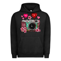 Pigment Black floral heart pink leopard vintage camera Urban Hoodie - FaDigitalArtStudio