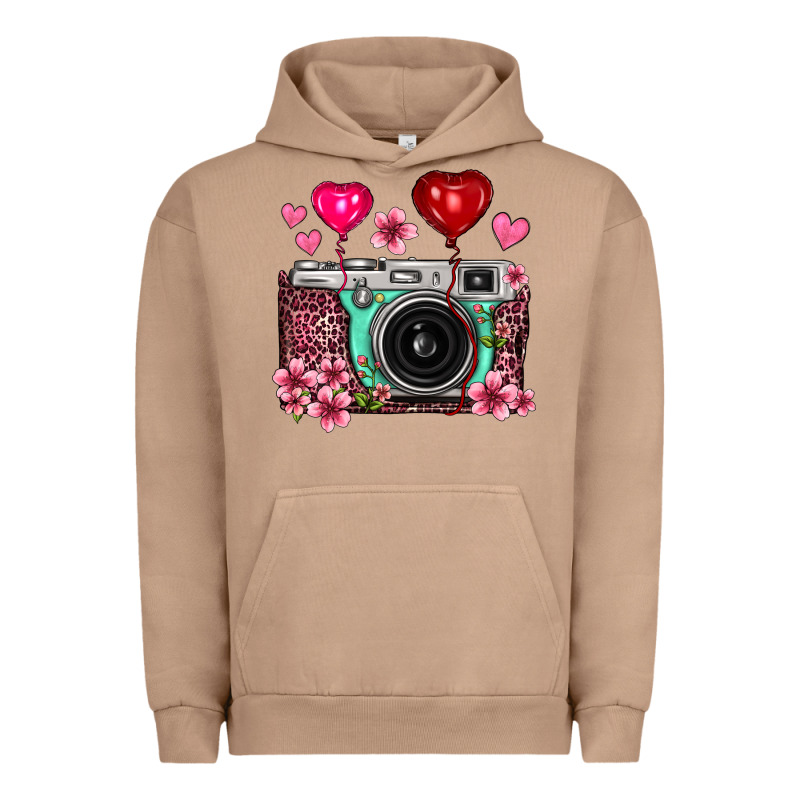 Floral Heart Pink Leopard Vintage Camera Urban Hoodie by FaDigitalArtStudio | Teevron