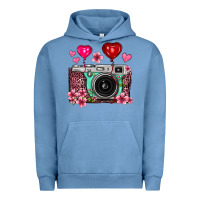 Pigment Pebble Blue floral heart pink leopard vintage camera Urban Hoodie - FaDigitalArtStudio