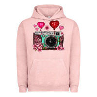 Pigment Salmon floral heart pink leopard vintage camera Urban Hoodie - FaDigitalArtStudio