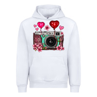 White floral heart pink leopard vintage camera Urban Hoodie - FaDigitalArtStudio