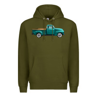 Army Green western truck right side view Premium Hoodie - FaDigitalArtStudio