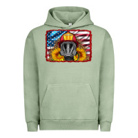 Pigment Oil Green firefighter air mask and sunflower Urban Hoodie - HRA Design Shop