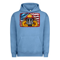 Pigment Pebble Blue firefighter air mask and sunflower Urban Hoodie - HRA Design Shop