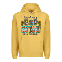Antique Gold Behind Every Bad Bitch is a Carseat Premium Hoodie - CowhideDigitalArt