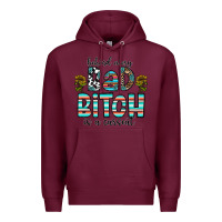 Burgundy Behind Every Bad Bitch is a Carseat Premium Hoodie - CowhideDigitalArt