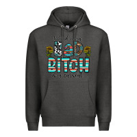 Charcoal Heather Behind Every Bad Bitch is a Carseat Premium Hoodie - CowhideDigitalArt