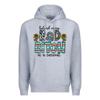 Heather Grey Behind Every Bad Bitch is a Carseat Premium Hoodie - CowhideDigitalArt