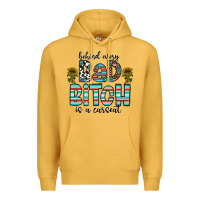 Mustard Behind Every Bad Bitch is a Carseat Premium Hoodie - CowhideDigitalArt