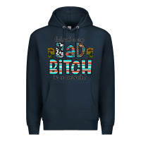 Navy Behind Every Bad Bitch is a Carseat Premium Hoodie - CowhideDigitalArt