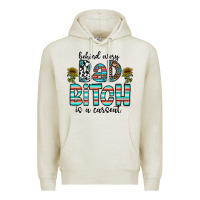 Oatmeal Heather Behind Every Bad Bitch is a Carseat Premium Hoodie - CowhideDigitalArt