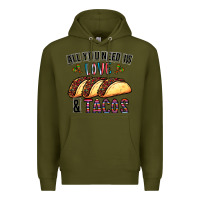 Army Green All You Need Is Love And Tacos Premium Hoodie - CowhideDigitalArt