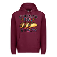Burgundy All You Need Is Love And Tacos Premium Hoodie - CowhideDigitalArt