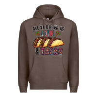 Coffee All You Need Is Love And Tacos Premium Hoodie - CowhideDigitalArt