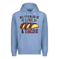 Colony Blue All You Need Is Love And Tacos Premium Hoodie - CowhideDigitalArt