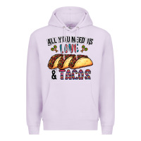 Lilac All You Need Is Love And Tacos Premium Hoodie - CowhideDigitalArt