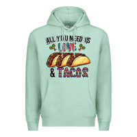 Seafoam All You Need Is Love And Tacos Premium Hoodie - CowhideDigitalArt