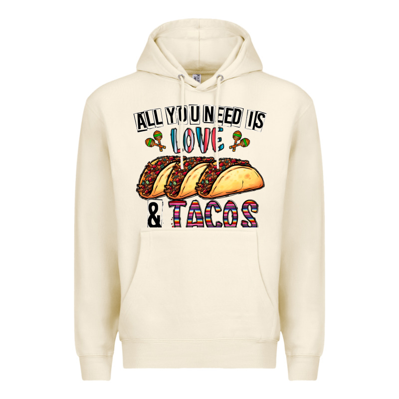 All You Need Is Love And Tacos Premium Hoodie by CowhideDigitalArt | Teevron