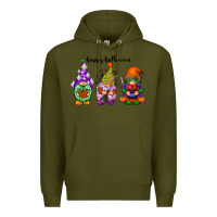 Army Green happy halloween gnomes black Premium Hoodie - RacoonDesign