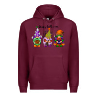 Burgundy happy halloween gnomes black Premium Hoodie - RacoonDesign
