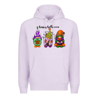 Lilac happy halloween gnomes black Premium Hoodie - RacoonDesign