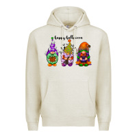 Oatmeal Heather happy halloween gnomes black Premium Hoodie - RacoonDesign