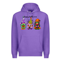 Purple happy halloween gnomes black Premium Hoodie - RacoonDesign