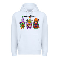 White happy halloween gnomes black Premium Hoodie - RacoonDesign