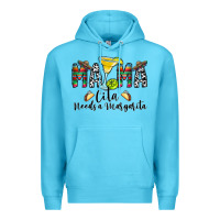 Ocean Blue Mama Cita Needs a Margarita Premium Hoodie - CowhideDigitalArt